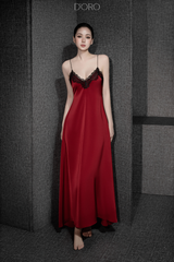 BURGUNDY ELODIE LONG DRESS