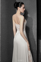 BLACK FLEUR LACE LONG DRESS SIDE SKLIT