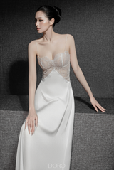 BLACK FLEUR LACE LONG DRESS SIDE SKLIT