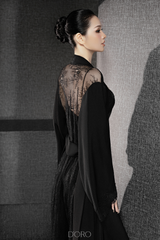 BLACK AMELIE LONG ROBE LACE BACK