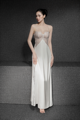 BLACK FLEUR LACE LONG DRESS SIDE SKLIT