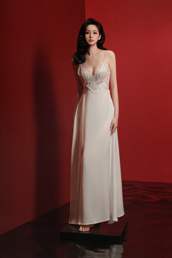 MER HONEYCOMB-STRUCTURED NIGHTGOWN