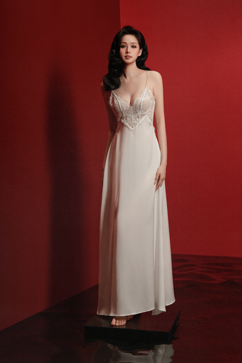 MER HONEYCOMB-STRUCTURED NIGHTGOWN