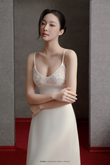 WHITE CHERYL LACE BODICE LONG NIGHTGOWN