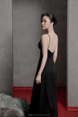 BLACK CHERYL LACE BODICE LONG NIGHTGOWN