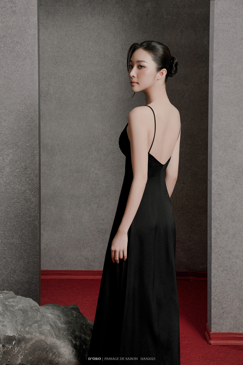 BLACK CHERYL LACE BODICE LONG NIGHTGOWN